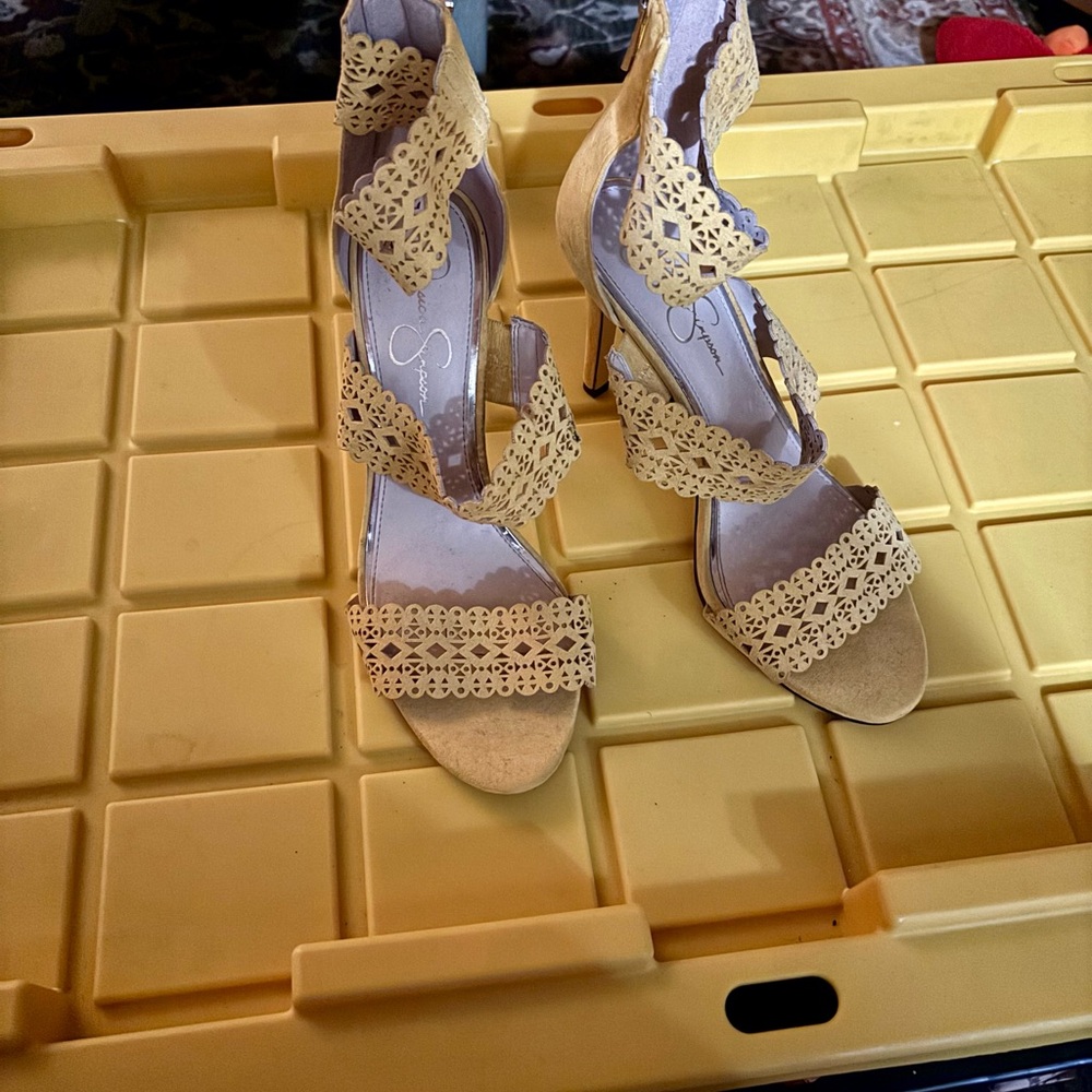 Jessica Simpson Yellow Lace Heels